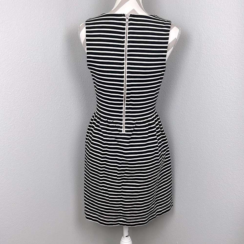 J. Crew Daybreak Striped pleated ponte dress zip back black white size Small - Picture 4 of 6